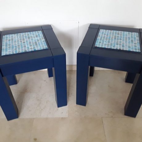 CK22003N Two Machting Hand Painted End Tables Tiled Top.55cm x 55cm 60cm High.35.00 euros EACH