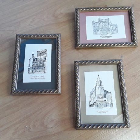 CK14170N Three Framed Prints Of Historically Buildings In South London 18cm x 24cm 15 euros