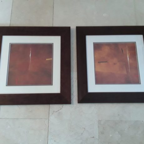 CK14298N Two Matching Framed Abstract Prints 52cm x 52cm 30 euros