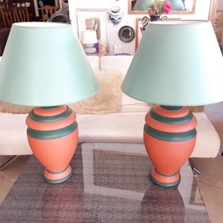 CK09078N Two Matching Ceramic Table Lamps 81cm High 70 euros