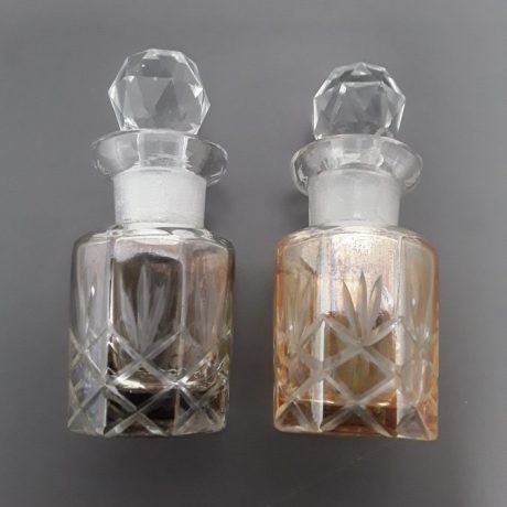 CK11013N Two Vintage Cut Glass Perfume Bottles 9cm High 15 euros