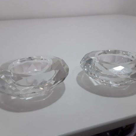 CK11213 Two Matching Crystal Tea Light Holders 4cm High 8cm Diameter 10 euro