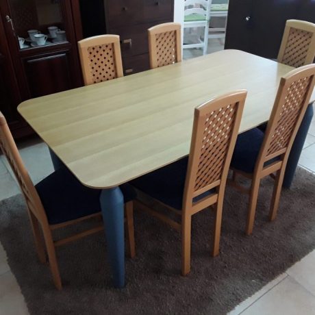 CK17050N Dining Set Wooed Table With Six Matching Cushioned Chairs 90cm Wide 160cm Long 75cm High 299 euros