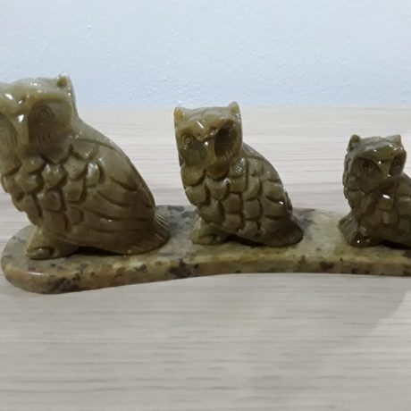 CK11196N Three Carved Marble Owls 19cm Long 12 eeeeeeeeors