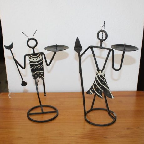 CK13147N Two Metal Afican Figurines Tee Light Candle Holders 32cm High 6 euros