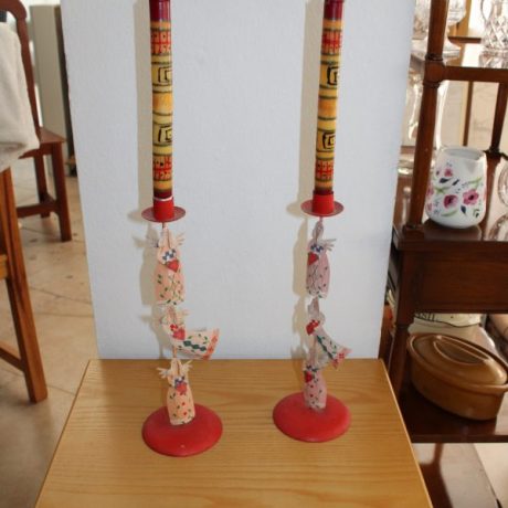 CK13215N Two Matching Metal Candle Holders With Decotive Candles 59cm High 12 euros