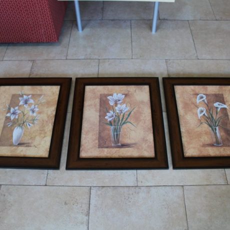CK14114N Three Matching Wooden Framed Floral Prints 52cm x 62cm 45 euros