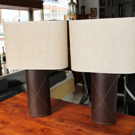 CK09089N Two Matching Leather Bound Table Lamps 55cm High 60 euros