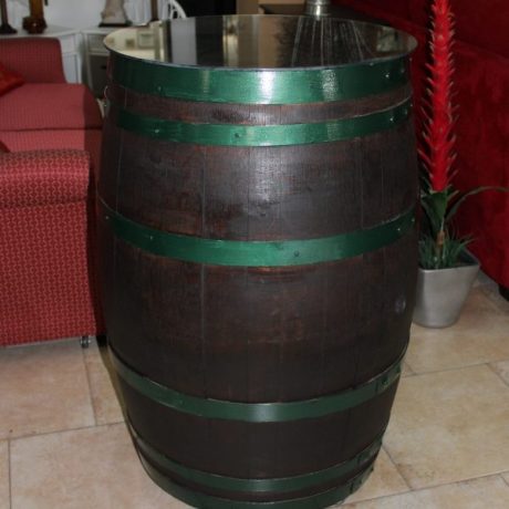 CK13178N Glass Top Vintage Barrel On Wheels 100cm High 60cm Diameter 149 euros