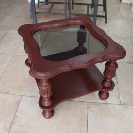 CK22006N Hand Painted Side Table Wooden Framed Glass Inlay Top 50cm x 50cm 42cm High 39 euros