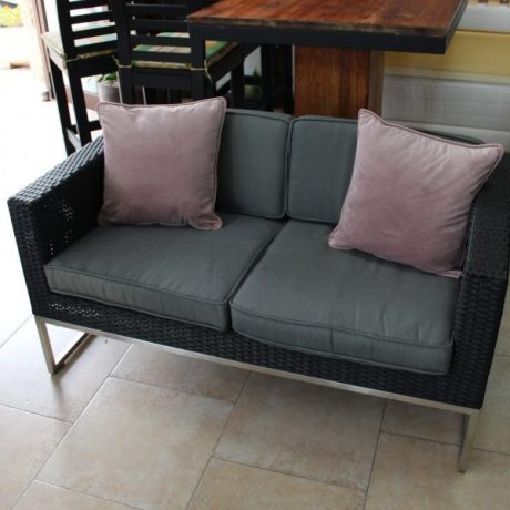 CK23013N Two Seater Metal Framed Chome Plated Rattan Sofa 136cm Long 199 euros