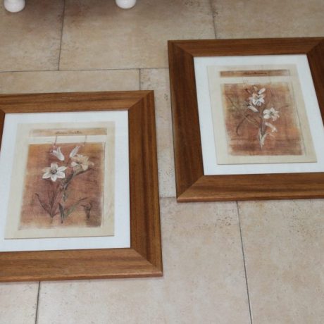 CK14047N Two Matching Wooden Framed Floral Prints 45cm x 55cm 20 euro