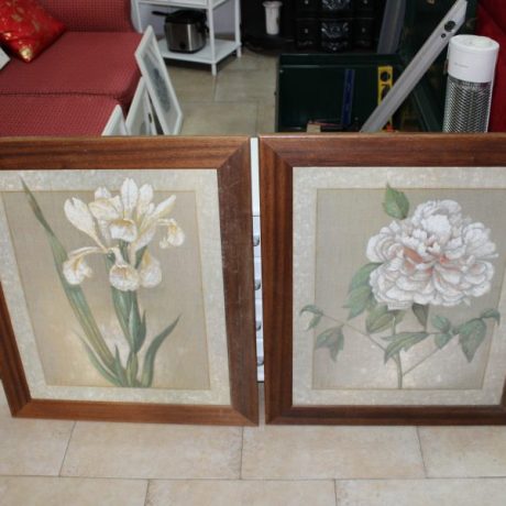 CK14053N Two Matching Wooden Framed Floral Prints 80cm x 66cm 30 euro