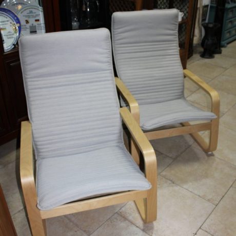 CK15011N Two Matching Wooden Framed Flexable Cushioned Arm Chairs 66cm Wide 120 euros