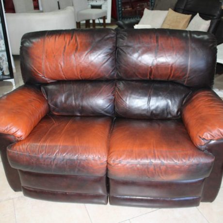 CK15016N Two Tone Two Seater Leather Sofa One Sided Recliner 155cm Long 179 euros