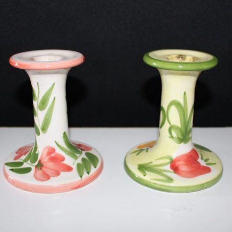 CK07080N Two Matching Ceramic Glazed Candle Stick Holders 12cm High 4 euros