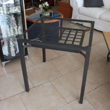 CK17025N Metal Framed Glass Top Table 73cm x 73cm 76cm High Two Matching Cushioned Chairs 99 euros