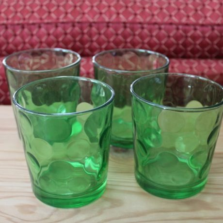 CK11246N Four Matching Green Glass Drinking Glasses 9cm Diameter 10cm High 3 euros