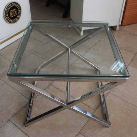 CK17002N Chrome Plated Framed Glass Top End Table 60cm x 60cm 50cm High 39 euros