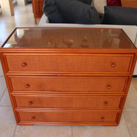CK10020N Glass Top Wooden Chest Of Drawers 82cm Long 36cm Deep 70cm High 59 euros