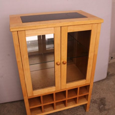 CK04033N Two Door Wooden Cocktail Cabinet Black Marble Inlay Top 106cm High 70cm Wide 41cm Deep 79 euros