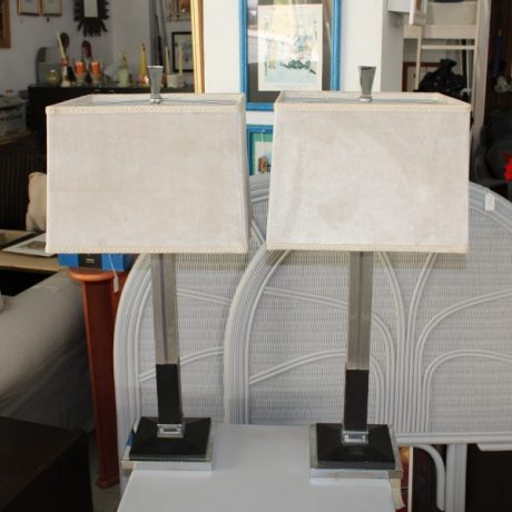 CK09030N Two Matching Metal Stemmed Table Lamps 82cm High 70 euros
