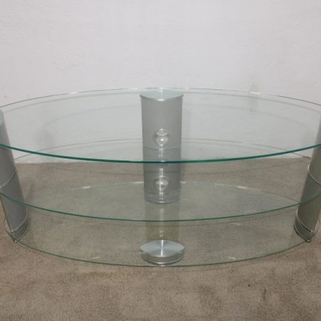 CK10049ST Three Tier Oval Glass TV Unit 49cm High 120cm Long 45cm Deep 49 euros