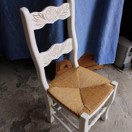 CK22010N Hand Painted Wooden Framed Wicker Seat Single Chair