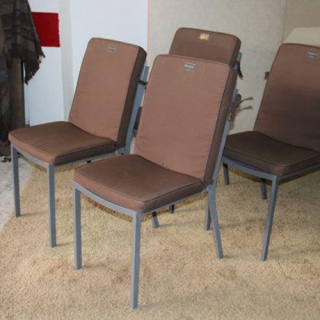 CK23002N Four Matching Aliuinm Stackable Patio Chairs 45cm Wide Four Removeable And Washable Cushions 80 euros