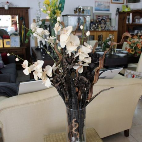 CK05036N Artificial Flower Display 107cm High Glass Tubular Vase 15cm Diameter 40cm High 22 euros