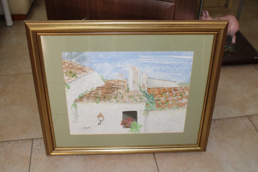 CK14184N Framed Water Colour Roof Tops Mijas By V Austin 50cm x 59cm 42 euros