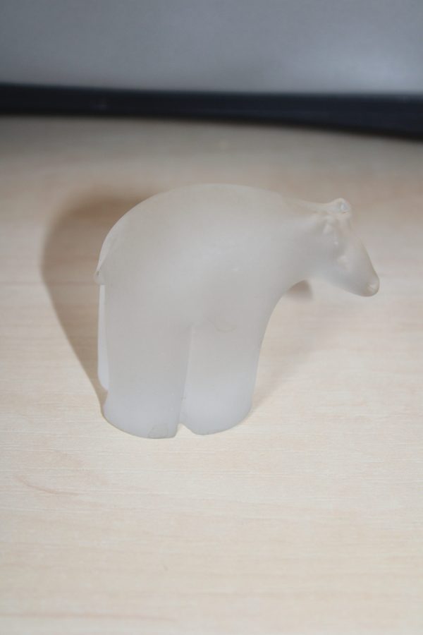 CK20050N Vintage Figurine Polar Bear Melt Ice Frosted Vaseline Glass Paperweight 5cm High 6cm Long 12 euros
