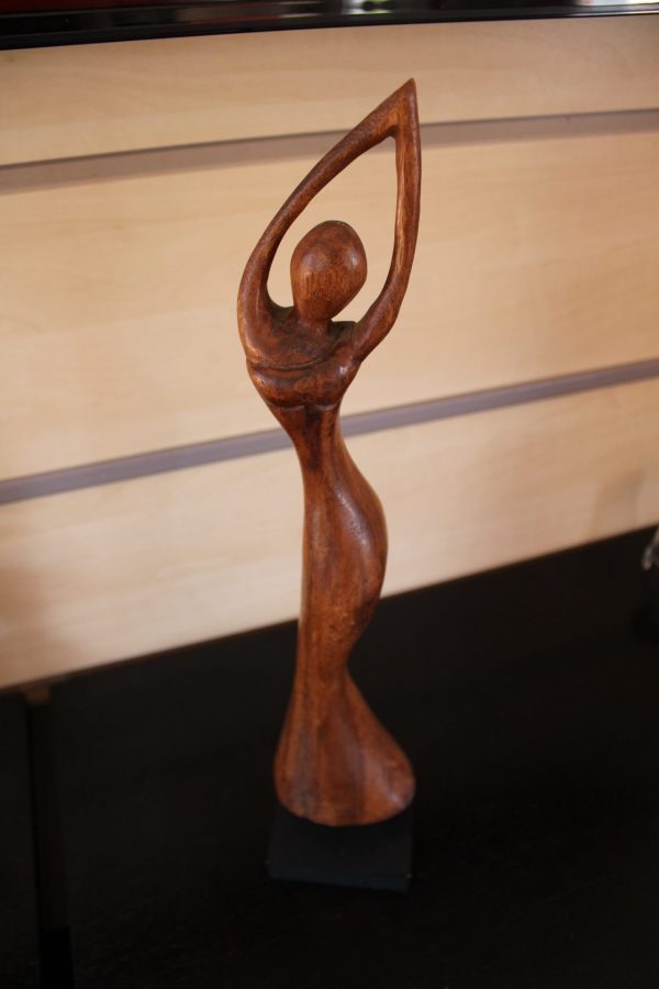 CK21021N Vintage Hand Carved Wooden Ballerina Dancer On A Stand 48cm High 16 euros
